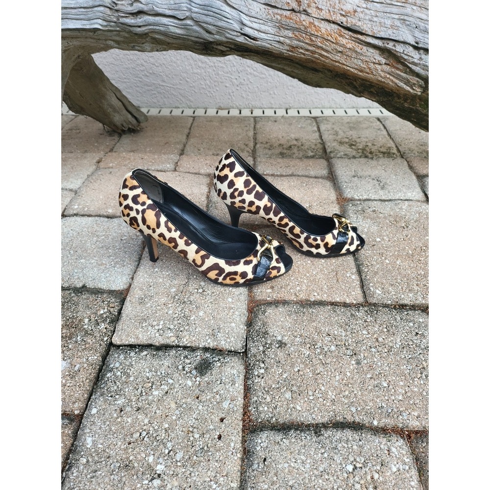 COLE HAAN Woman's NikeAir Extra Comfort Leopard Heels With Buckle Size 7.5B